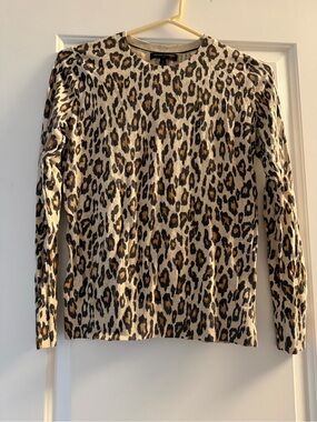 Banana Republic Leopard-Print Crewneck Sweater in Beige, Brown, Black